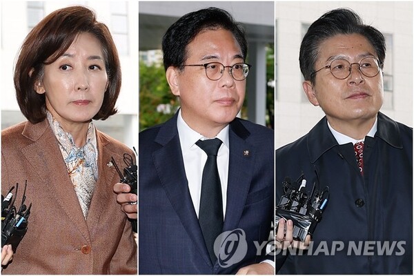 ‘패스트트랙 충돌’ 1심서 벌금형 선고 받은 나경원·송언석·황교안.